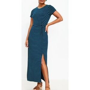 Loft Striped Twist Maxi Dress Green & Navy Size M